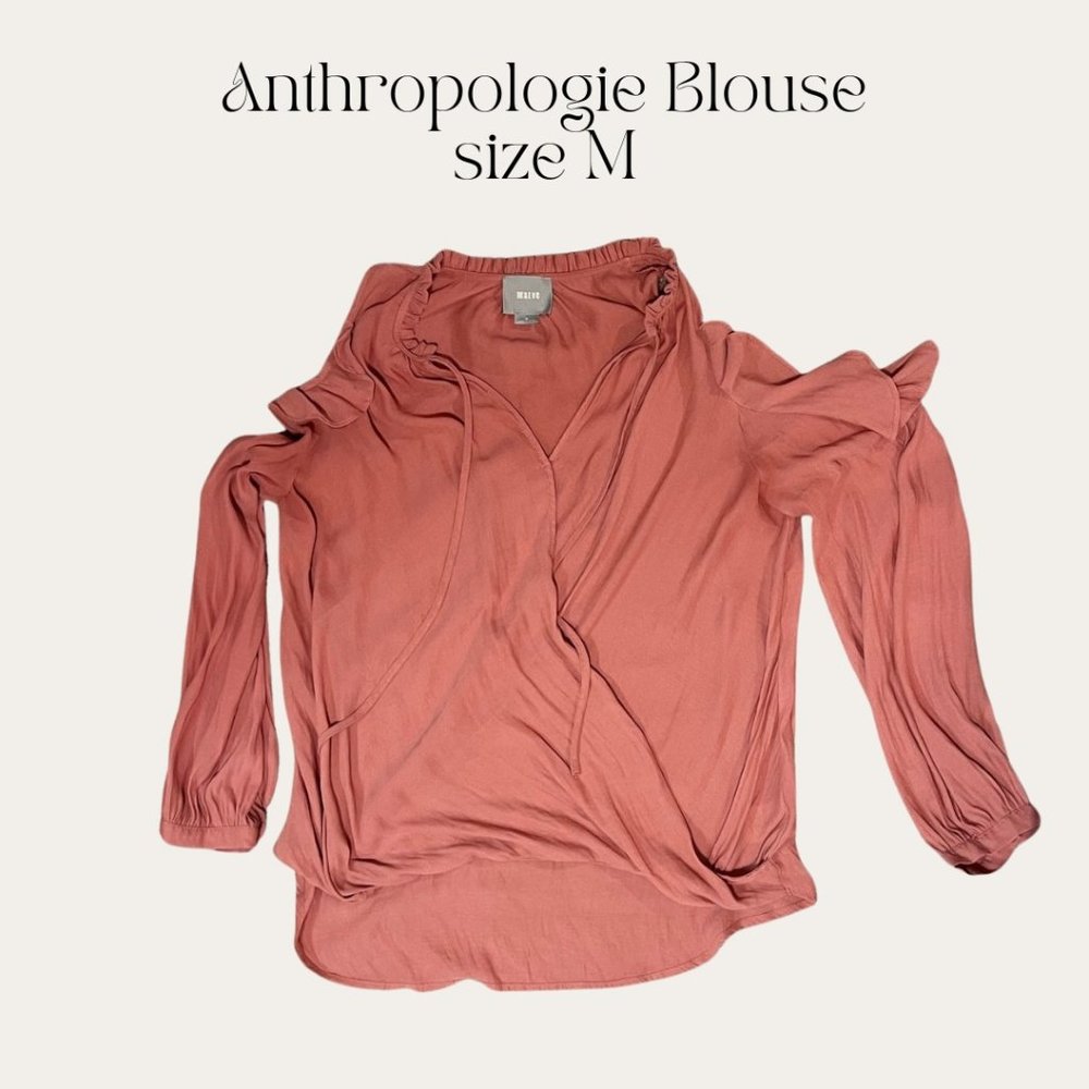 Anthropologie Maeve Liesel Cold Shoulder Ruffle Blouse M